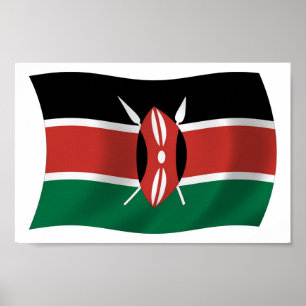 Kenyas Flagga Poster utskrift