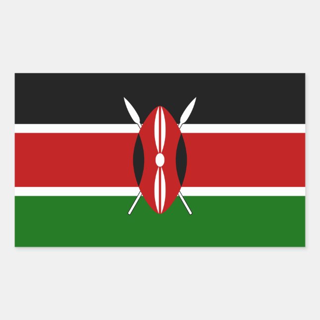 Kenyas flagga rektangulärt klistermärke (Framsida)