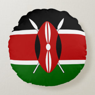 Kenyas flagga rund kudde