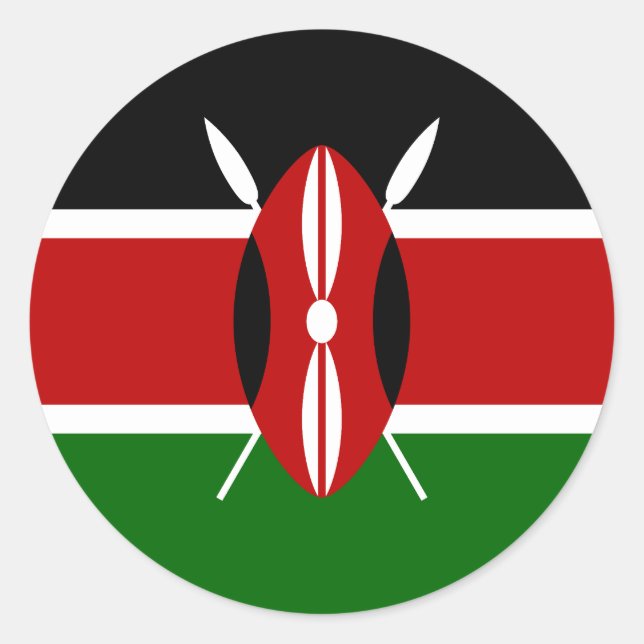 Kenyas flagga runt klistermärke (Framsida)