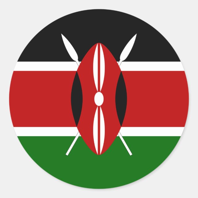 Kenyas flagga runt klistermärke (Framsida)