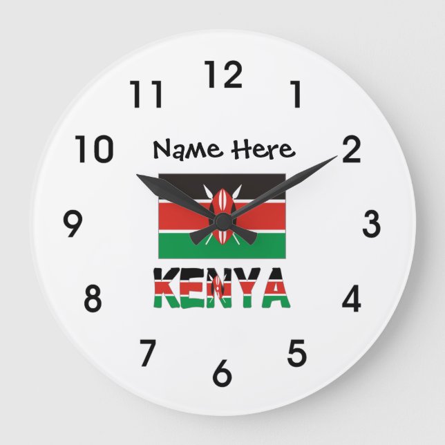 Kenyas Flagga Tiland med ditt namn Stor Klocka (Framsida)