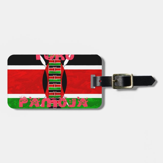 Kenyas Flagga: Tuko Pamoja - Uniity Art Design Bagagebricka (Horisontell Framsida)