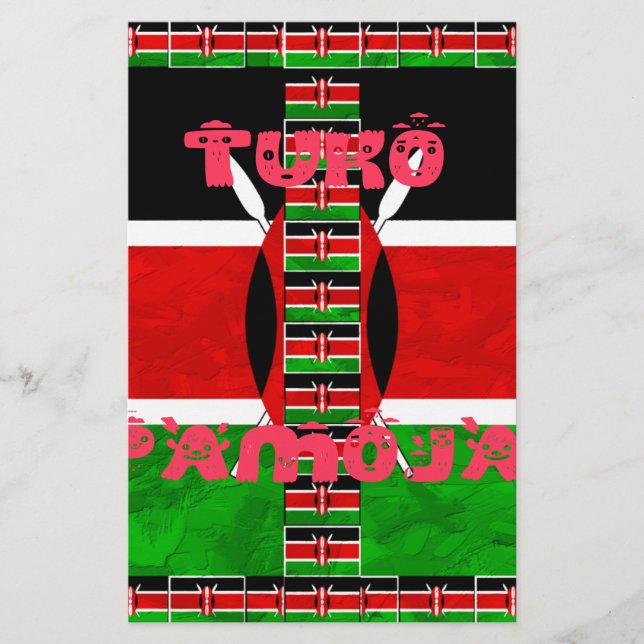 Kenyas Flagga: Tuko Pamoja - Uniity Art Design Brevpapper (Framsida)