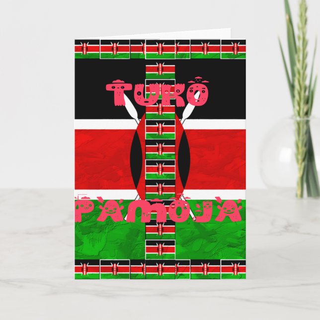 Kenyas Flagga: Tuko Pamoja - Uniity Art Design Helgkort (Framsida)
