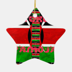 Kenyas Flagga: Tuko Pamoja - Uniity Art Design Julgransprydnad Keramik