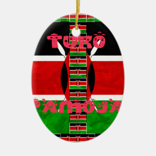 Kenyas Flagga: Tuko Pamoja - Uniity Art Design Julgransprydnad Keramik