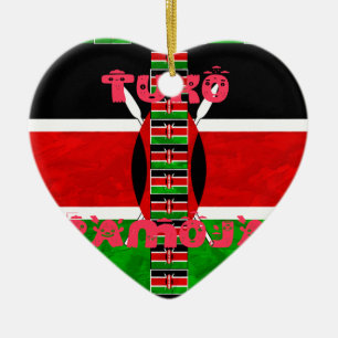 Kenyas Flagga: Tuko Pamoja - Uniity Art Design Julgransprydnad Keramik