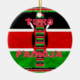 Kenyas Flagga: Tuko Pamoja - Uniity Art Design Julgransprydnad Keramik