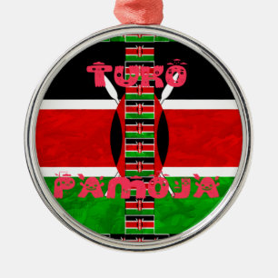 Kenyas Flagga: Tuko Pamoja - Uniity Art Design Julgransprydnad Metall