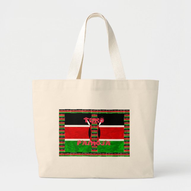 Kenyas Flagga: Tuko Pamoja - Uniity Art Design Jumbo Tygkasse (Framsidan)