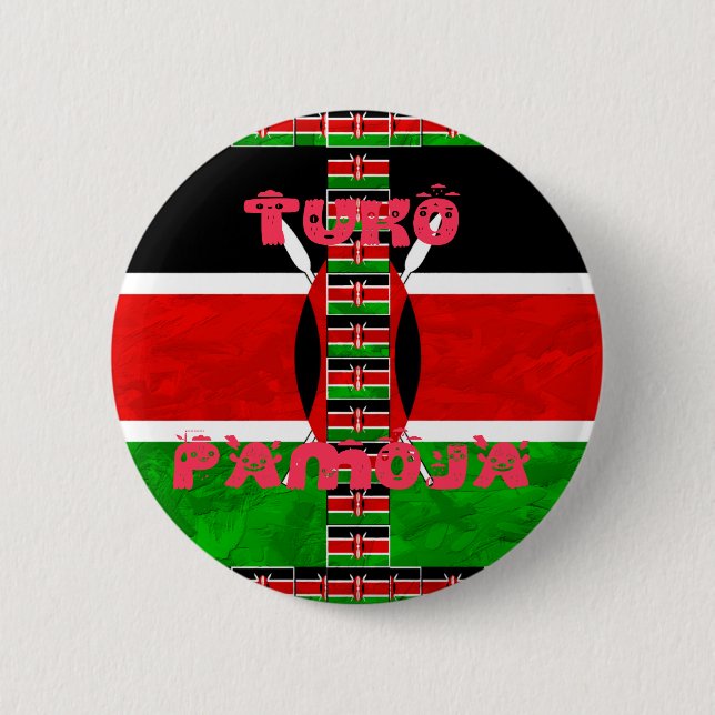 Kenyas Flagga: Tuko Pamoja - Uniity Art Design Knapp (Framsida)