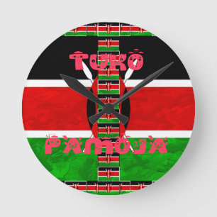 Kenyas Flagga: Tuko Pamoja - Uniity Art Design Rund Klocka