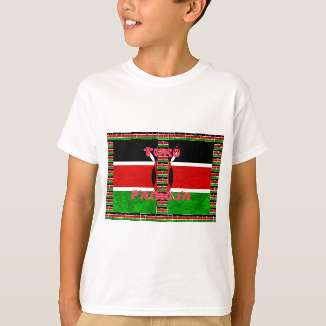 Kenyas Flagga: Tuko Pamoja - Uniity Art Design T-shirt (Framsida)