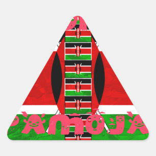 Kenyas Flagga: Tuko Pamoja - Uniity Art Design Triangelformat Klistermärke