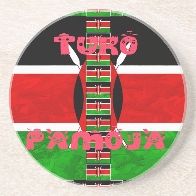 Kenyas Flagga: Tuko Pamoja - Uniity Art Design Underlägg (Framsidan)
