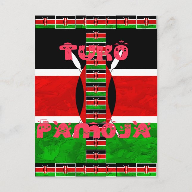 Kenyas Flagga: Tuko Pamoja - Uniity Art Design Vykort (Framsida)