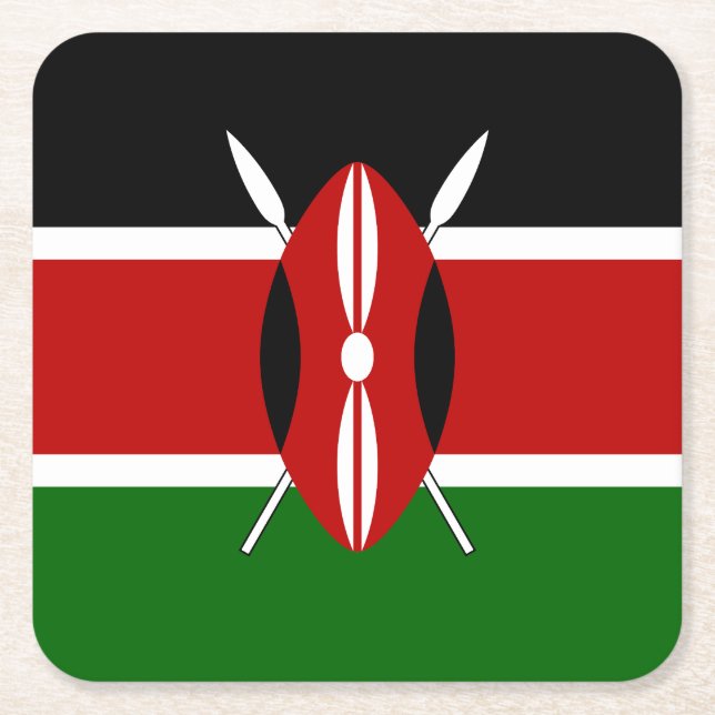 Kenyas flagga underlägg papper kvadrat (Framsidan)