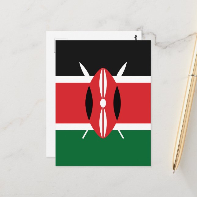 Kenyas flagga vykort (Fram/Back In Situ)