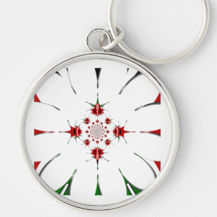 Kenyas HAKUNA MATATA RED GRÖNT Patter Design Rund Silverfärgad Nyckelring