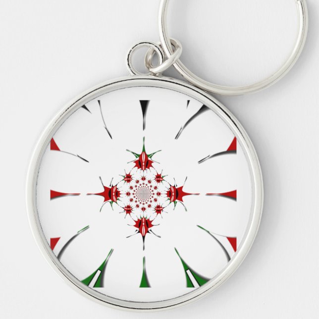 Kenyas HAKUNA MATATA RED GRÖNT Patter Design Rund Silverfärgad Nyckelring (Framsidan)