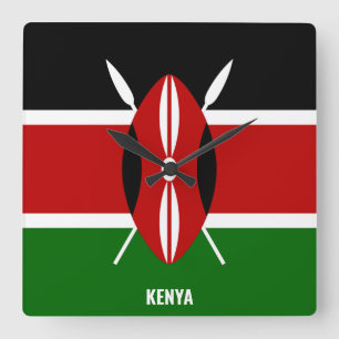 Kenyas nationella Flagga Patriotic Fyrkantig Klocka