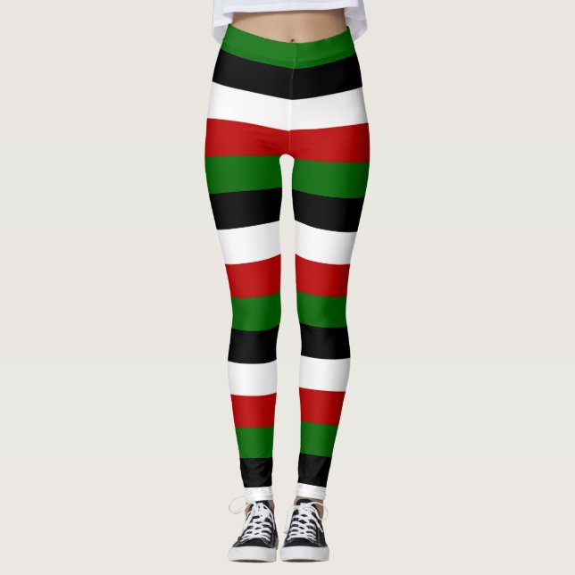 Kenyas nationella Flagga-Vågrät stripe Leggings (Framsida)