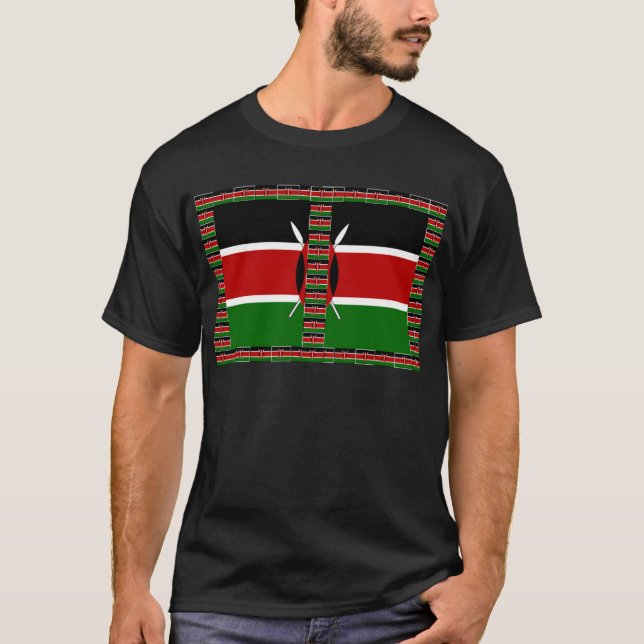 Kenyas sjölösa Flaggor gräns ramar T-shirt (Framsida)