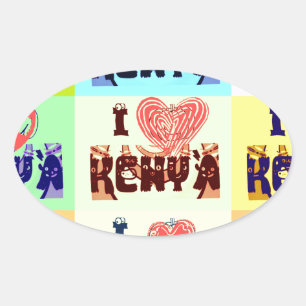 Kenyas Travel Souvenir Pop Art Skriv ut Ovalt Klistermärke
