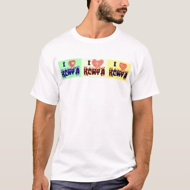 Kenyas Travel Souvenir Pop Art Skriv ut T Shirt (Framsida)