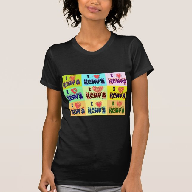 Kenyas Travel Souvenir Pop Art Skriv ut T Shirt (Framsida)