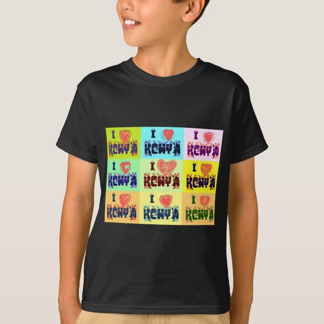 Kenyas Travel Souvenir Pop Art Skriv ut Tee (Framsida)