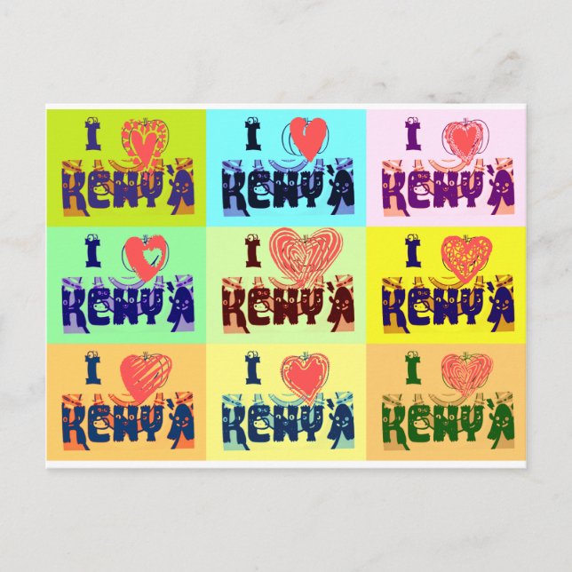 Kenyas Travel Souvenir Pop Art Skriv ut Vykort (Framsida)