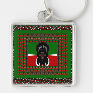 Kenyas vackra värme fyrkantig silverfärgad nyckelring