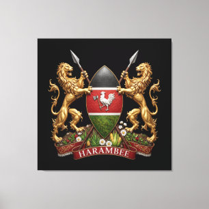 Kenyas vapen symbol emblem land flagga lejon canvastryck