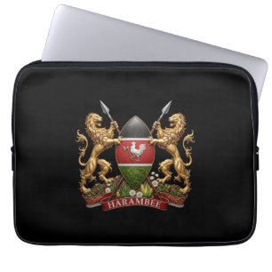 Kenyas vapen symbol emblem land flagga lejon laptop fodral
