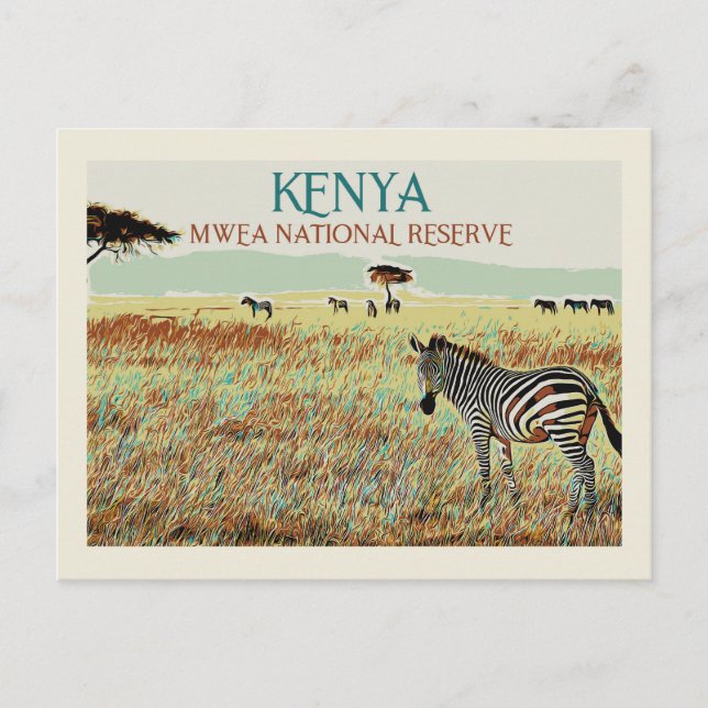 Kenyas zebra, Mweas nationella reserv Vykort (Framsida)