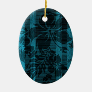 Keokea Beach Faux Wood Surfboard Julgransprydnad Keramik