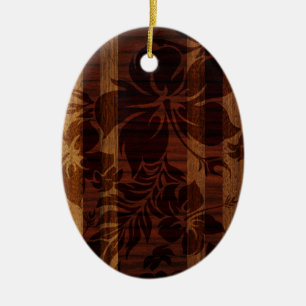 Keokea Beach Faux Wood Surfboard Julgransprydnad Keramik