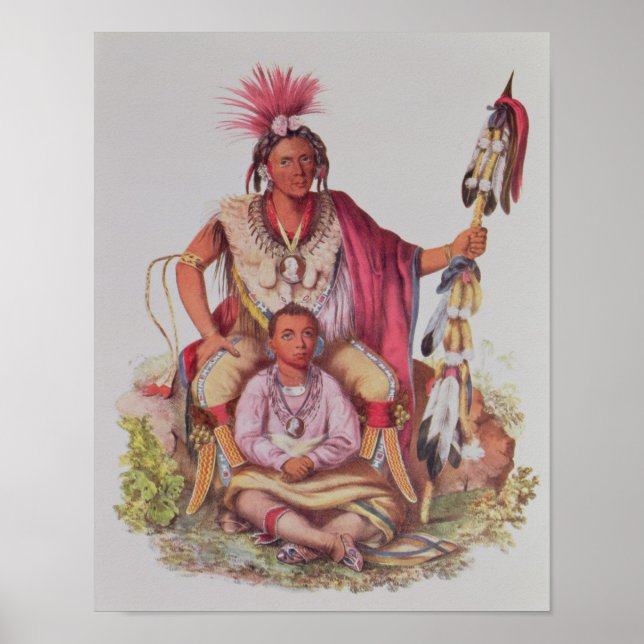 Keokuk eller 'Watchful Fox', chef för Sauks Poster (Framsidan)