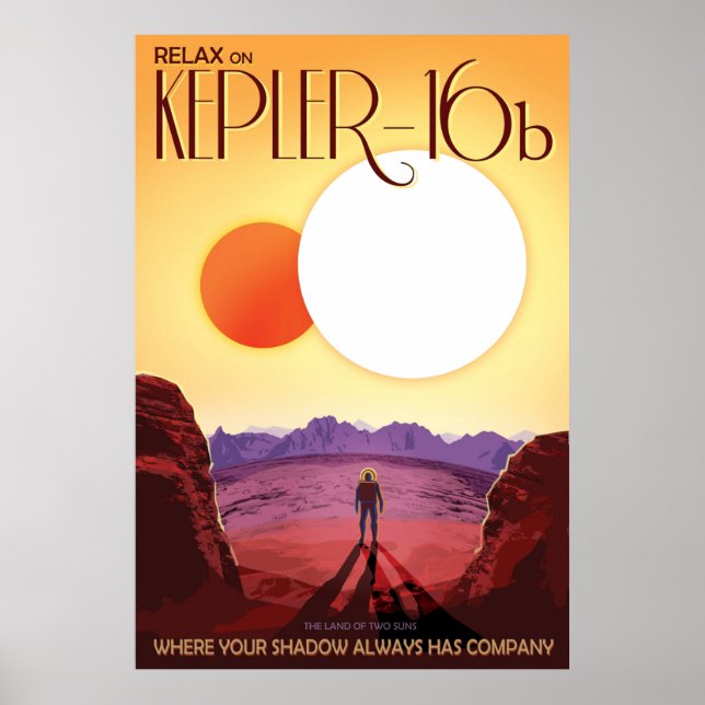 Kepler16b Vintage Space Travel Poster (Framsidan)