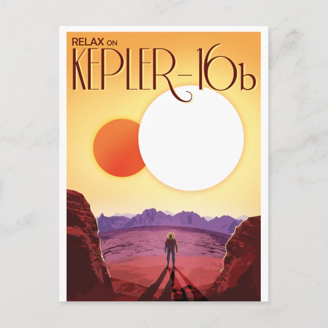 Kepler-16b: Binär solnedgång Fin konst rymden Helg Vykort (Framsida)