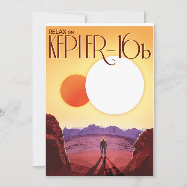 Kepler-16b: Binär solnedgång Fin konst rymden Inbjudningar (Framsida)