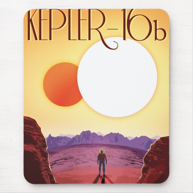 Kepler-16b: Binär solnedgång Fin konst rymden Musmatta (Framsidan)