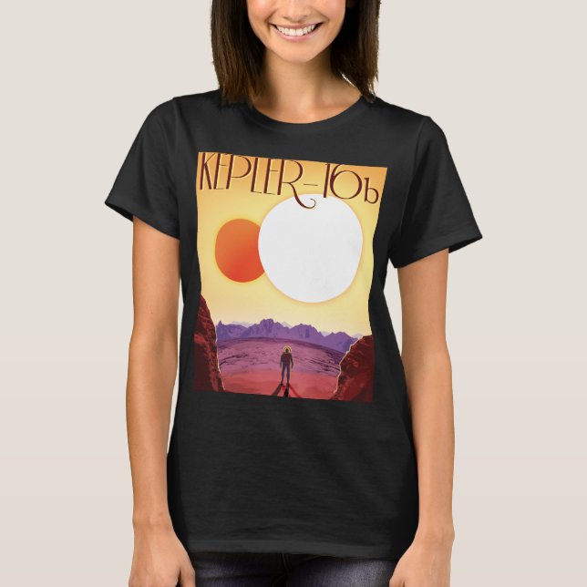 Kepler-16b: Binär solnedgång i rymden Fine Art T Shirt (Framsida)