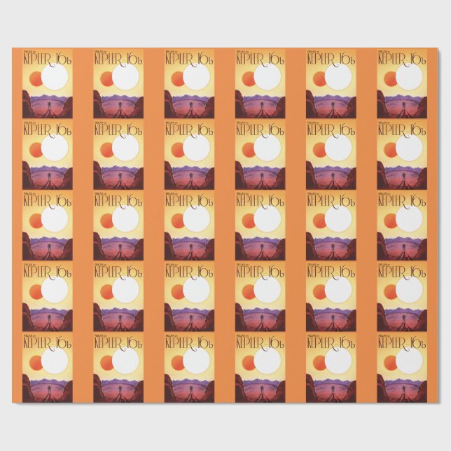 Kepler-16b: Binärt solnedgångsfin konstutrymme Presentpapper (Platt)