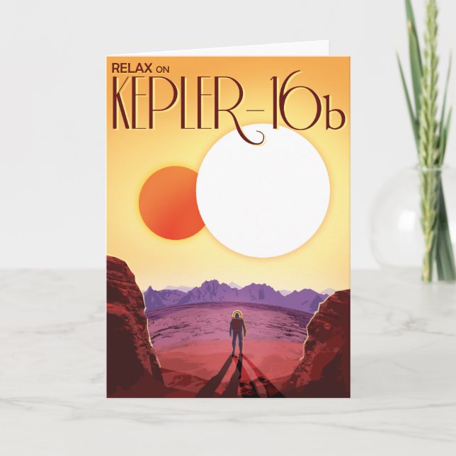 Kepler-16b: Binary Solar Sunset Fine Art Space Kort (Framsida)