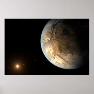 Kepler-186f Orbitande en avlägsen stjärna. Poster