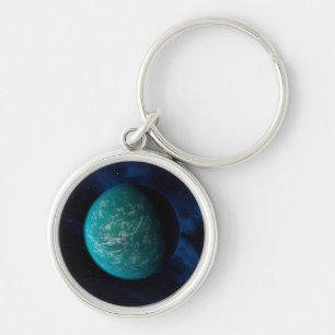 Kepler 22b, en Extrasolar Planet. Rund Silverfärgad Nyckelring