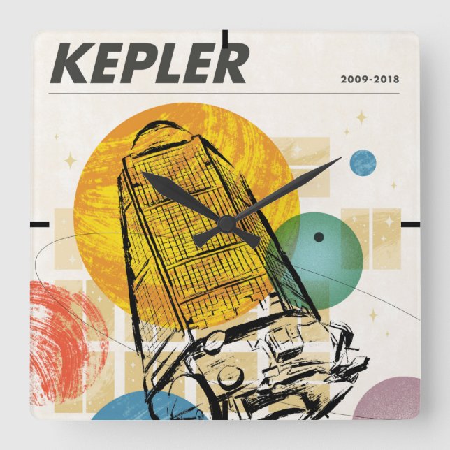 Kepler Space Telescope Poster. Fyrkantig Klocka (Framsida)